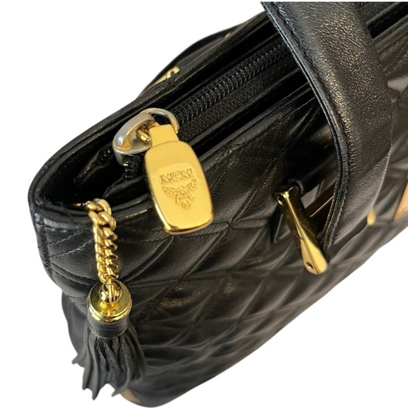 MCM Black Quilted Tote Bag with Gold Accents - Picture 3 of 11